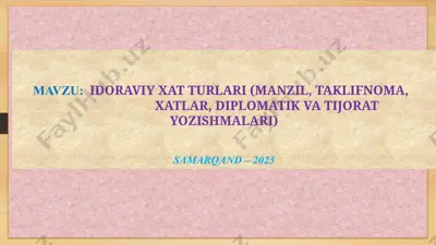 idoraviy xat turllari — PPTX