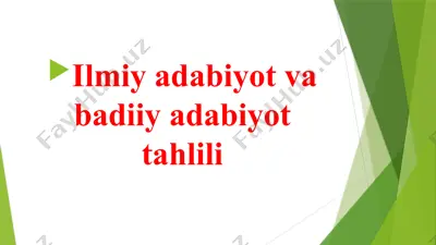 ilmiy adabiyot va badiiy adabiyot tahlili — PPTX