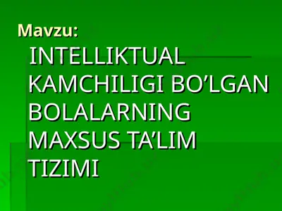 intelliktual kamchiligi bo’lgan bolalarning maxsus ta’lim tizimi — PPT