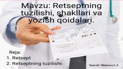 retseptning tuzilishi, ghakllari va f yozi$h qoidalari — PPTX