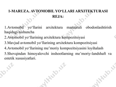 avtomobilyo‘llari arxitekturasi — PPTX