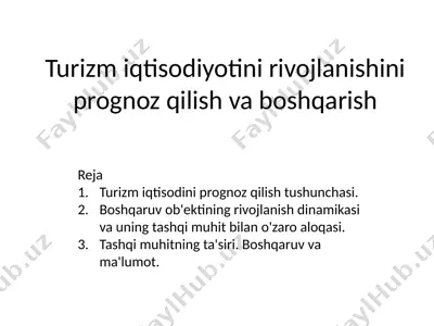 turizm iqtisodiyoti va rivojlanishi — PPTX