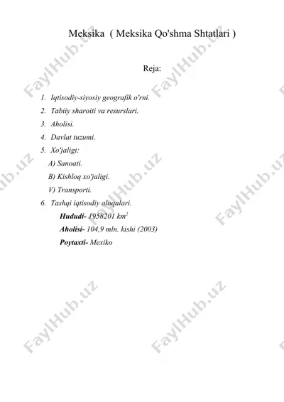 meksika ( meksika qo'shma shtatlari ) — DOC