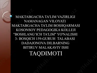 dajonova dilbarning bitiruv malakaviy ishi — PPTX