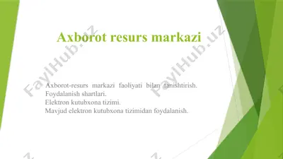 axborot resurs markazining foydalanish shartlari — PPTX