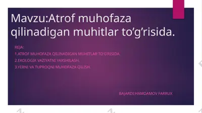 atrof-muhofaza qilish haqida — PPTX