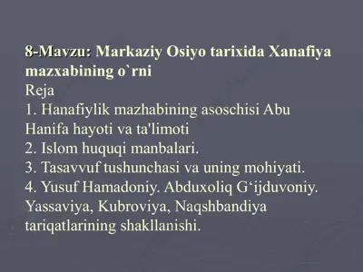 xanafiya mazhabi — PPT
