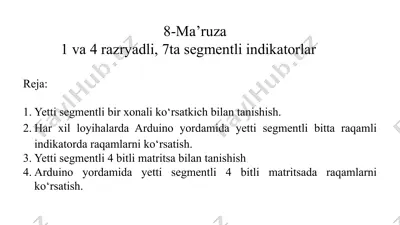 yettisegmentli birxonali ko'rsatqich — PPTX