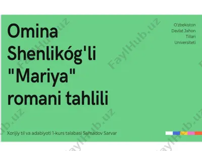 "mariya" romanining tahlili — PPTX