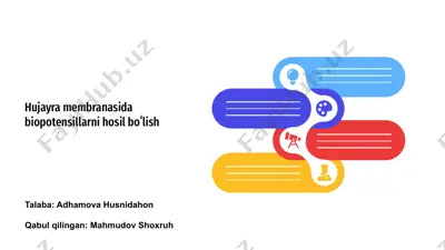 hujayra membranasida biopotensillarni hosil boʻlish — PPTX