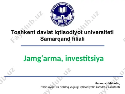 jamg‘arma, investitsiya — PPTX