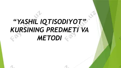 "yashil iqtisodiyot" kursi — PPTX