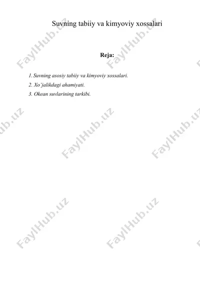 suvning tabiiy va kimyoviy xossalari — DOC