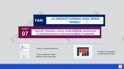 bozor iqtisodiy islohotlari, xususiy mulkchilikning shakllanishi — PPTX