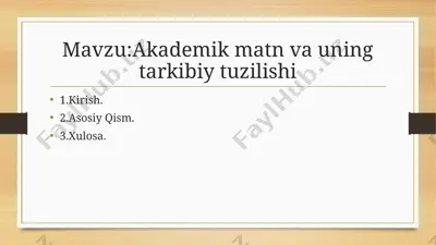 akademik yozuv va uning tarkibiy tuzilishi — PPTX