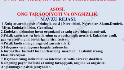 xulq-atvorning psixofiziologik asosi — PPTX