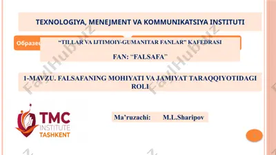 falsafa fanining mohiyati va jamiyat taraqqiyotidagi roli — PPTX