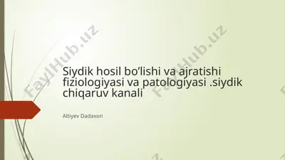 siydik hosil bo'lishi va ajratishifiziologiyasi — PPTX