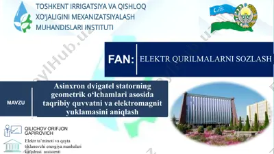 elektr ta’minoti va qayta tiklanuvchi energiyamanbalarikafеdrasiassistenti — PPTX