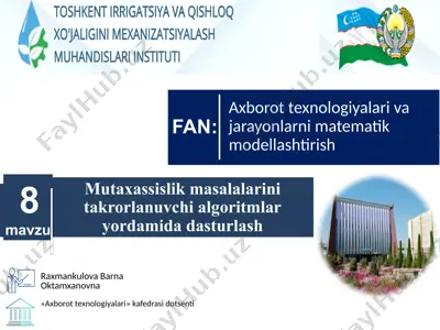 axborot texnologiyalari vajarayonlarni matematik modellashtirish — PPTX