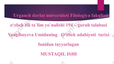 mustaqil ishi — PPTX