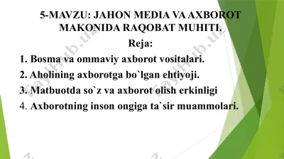 jahon media va axborot ma'koni — PPTX