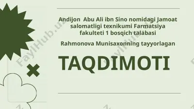 farmatsevtika texnikumida antibakterial dorilarning iste'molini ta'minlovchi faoliyat — PPTX