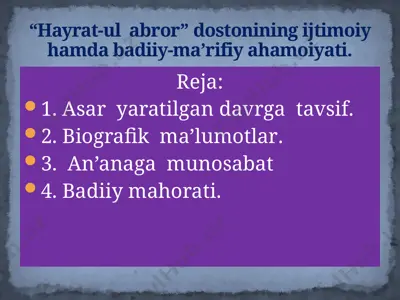 "hayrat-ul abror" — PPTX