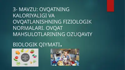 kaloriya haqida ma'lumotlar — PPTX