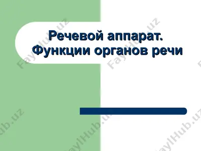 речевой аппарат. функции органов речи — PPT