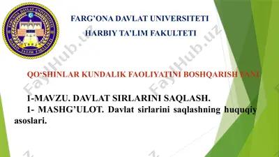davlat sirlarini saqlashning huquqiy asoslari — PPTX