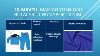 bolalar uchun sport kiyimlari — PPTX