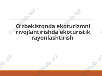 ekoturizmni rivojlantirishda ekoturistik rayonlashtirish — PPTX