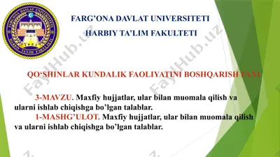 maxfiy hujjatlar va ular bilan muomala qilish — PPTX