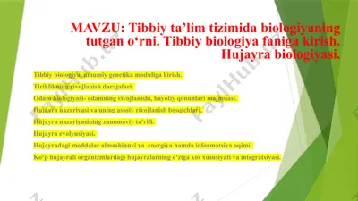 tibbiy biologiyasi — PPTX