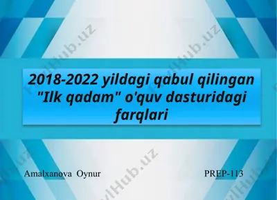 "ilkqadam" o‘quvdasturidagi farqlari — PPTX