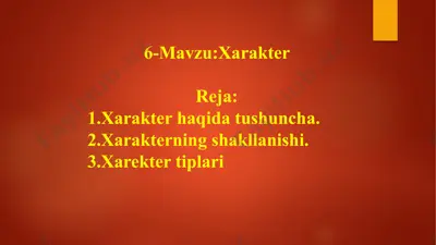 xarakter haqida ma'lumotlar — PPTX