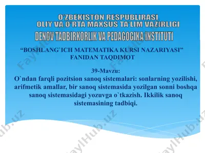 boshlang`ich matematika kursi nazariyasi — PPTX