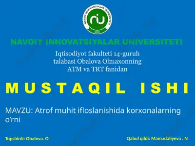 atrof muhitini floslanishida korxonalarning o'rni — PPTX