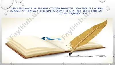 matyoqub qo'shjonovning adabiyotshunoslikka kirish fanidantuzgan taqdimot ishi — PPTX
