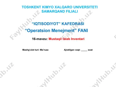 mustaqil talab inventari — PPTX