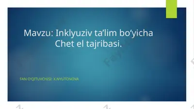 inklyuziv ta'lim bo‘yicha chet eltajribasi — PPTX