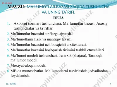 ma'lumotlar bazasi — PPTX