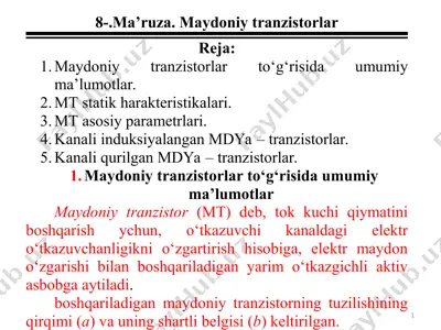 maydoniy tranzistorlar — PPTX