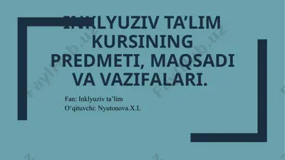 inklyuziv ta'lim kursi — PPTX