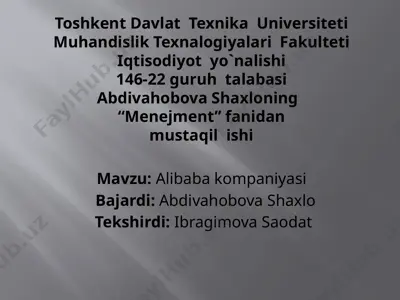 alibaba kompaniyasi — PPTX