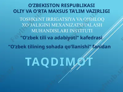o‘zbek tilining sohada qo‘llanishi — PPTX