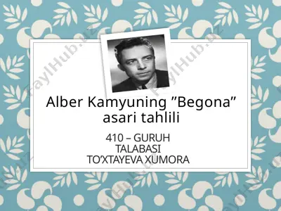 alber kamyu "begona" asaritahlili — PPTX