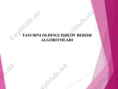 tasvirni oldingi ishlov berish algoritmlari — PPTX