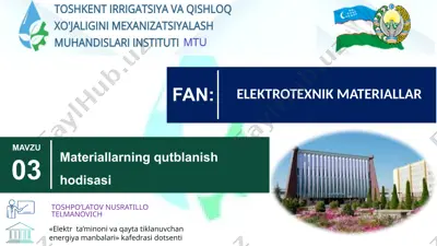 elektrta’minonivaqaytatiklanuvchanenergiyamanbalari kafedrasi dotsenti toshpo’latov nusratillo telmanovich — PPTX